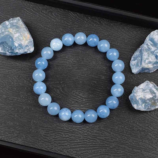 Tazira - Armband met Natuurlijke Aquamarijnkwarts-Kralen